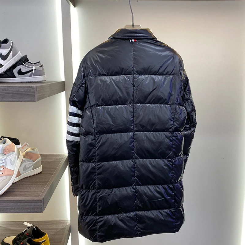 TB THOM Women's Long Down Jackets Fashion Korean Striped Design Parka Overcoat Business Causal High Quality Winter Men Coats