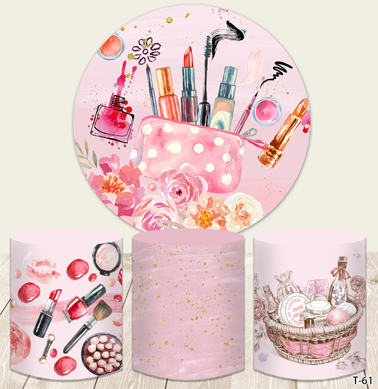 

Spa Party Round Background Sweet Girl Princess Make Up Birthday Party Portrait Decorations Circle Backdrop Photo Studio Cylinder