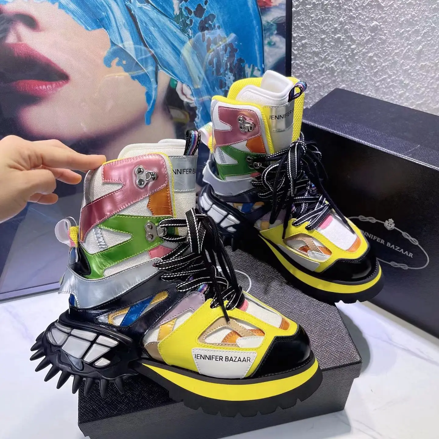 Женские ботильоны зимние ботинки на высоком каблуке обувь массивной подошве