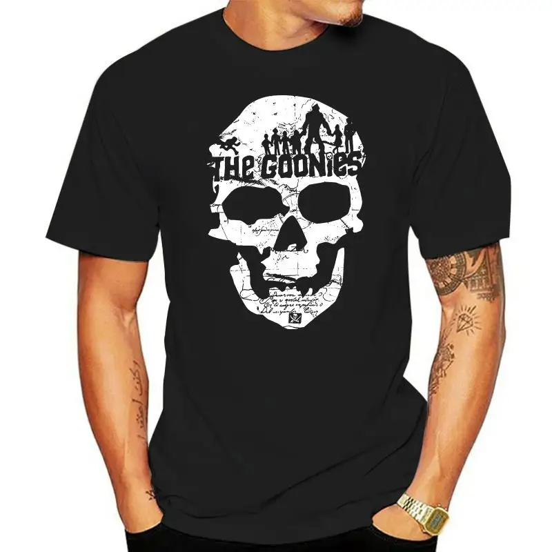 

Goonies T Shirt Skull Mens Summer Short Sleeve T-Shirt Black women