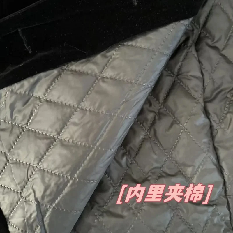 Зимнее бархатное пальто для тяжелой промышленности с бриллиантами и бусинами