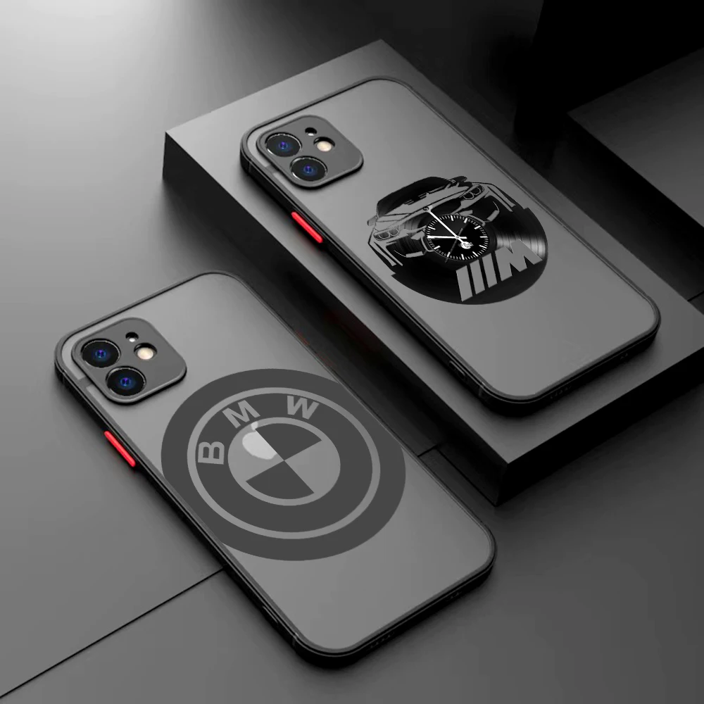 

Luxury Car BMW Brand Phone Case For iphone 14 Plus 13 12 11 Pro Max Mini XS X XR Matte Transparent Cover