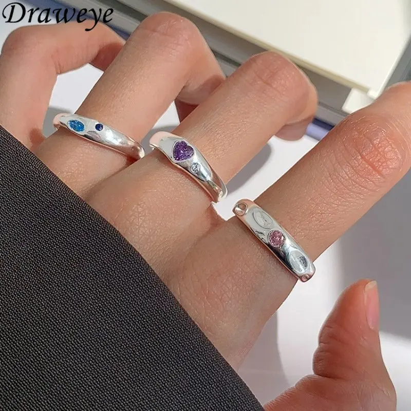 

Draweye Irregular Heart Geometric Rings for Women Zirconia Metal Index Finger Jewelry Y2k Fashion Cuff Rings Accessories
