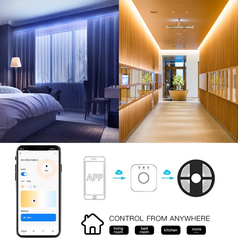 

WiFi 5 in 1 LED Controller Tuya Alexa Google Home Voice Control RGB RGBW CCT Led Strip Dimmer Blue tooth APP RF Remote 12V 24V