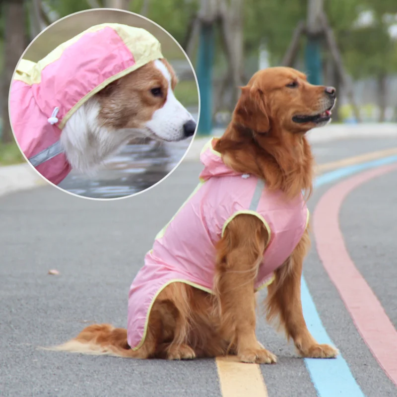 

Fashion Big Dog Poncho Rain Coat Reflective Vest Pet Golden Retriever Husky Dog Raincoat Waterproof Large Dog Raining Coat