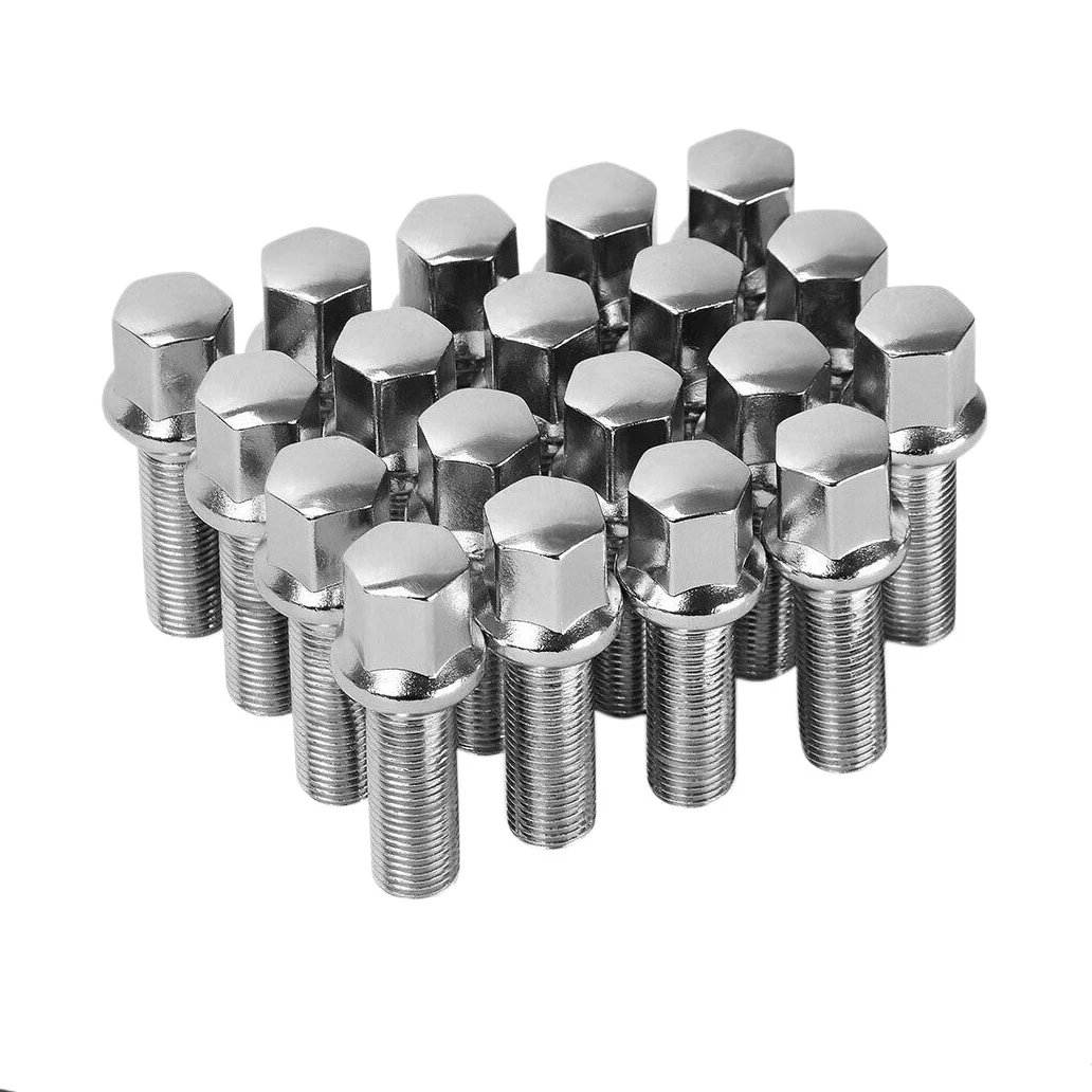 

20PCS 40mm Shank 20 M14X1.5 Ball Radius Seat Lug Bolts Nuts for-Audi Mercedes Benz
