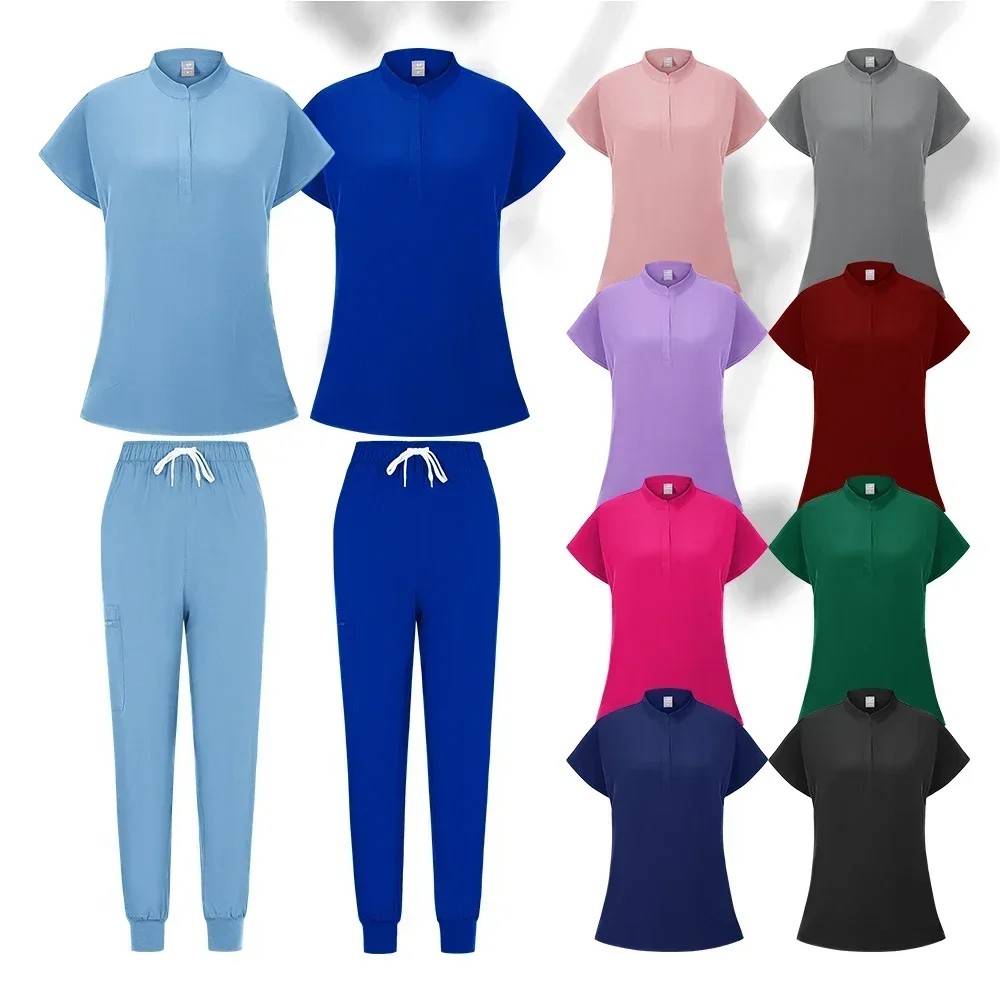 Multi-colored high elasticity soft dental pet hospital pharmacy clinic beauty salon uniform sets suitable for doctors and nurses