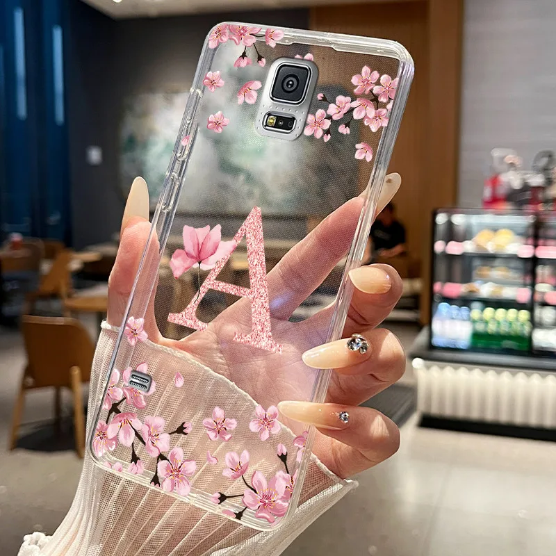 Фото Чехол для телефона Samsung Galaxy S5 I9600/S5 Neo SM-G900F, прозрачный тонкий мягкий силиконовый чехол с красивым цветочным узором и надписью для пары №2