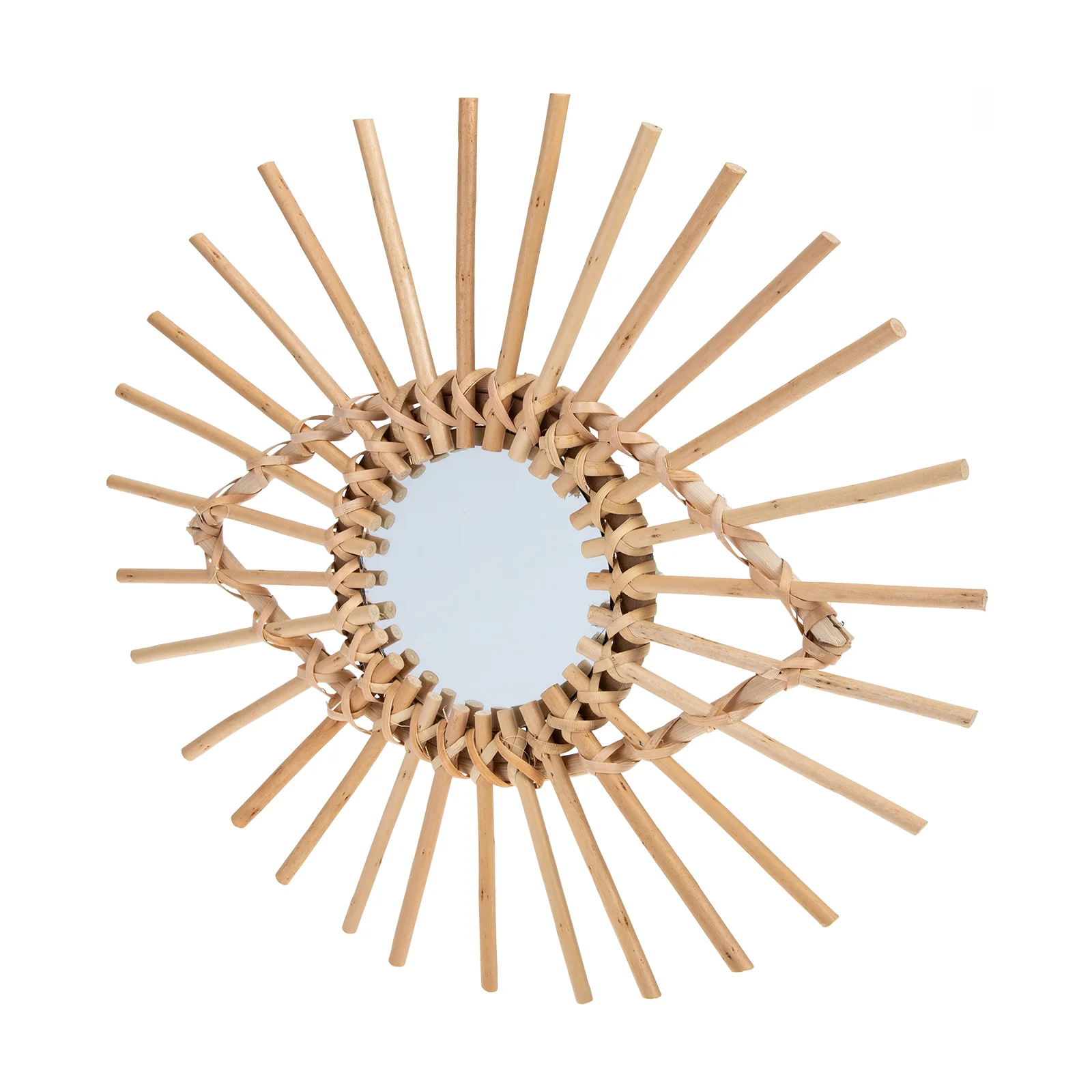 

Mirror Hanging Decoration Decor Wall Century Entryway Circular Circle Black Desk Modern Wicker Mid Flower Eye Home Woven Rattan