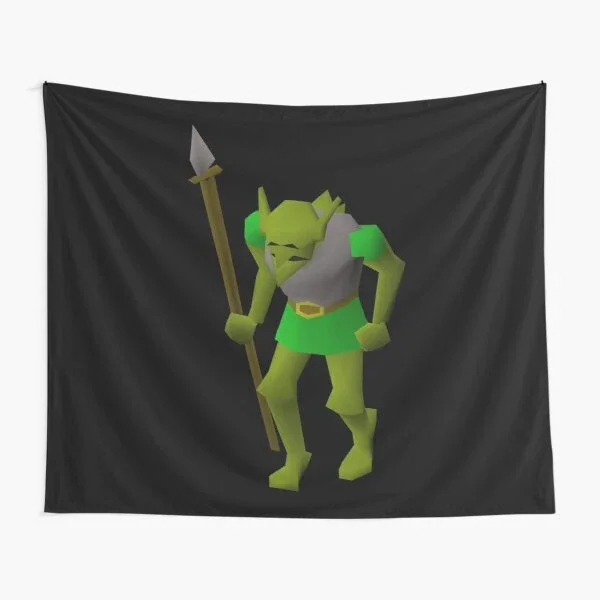 

Classic Goblin Old School Runescape Tapestry Mat Decoration Art Room Yoga Hanging Bedroom Travel Bedspread Printed Wall