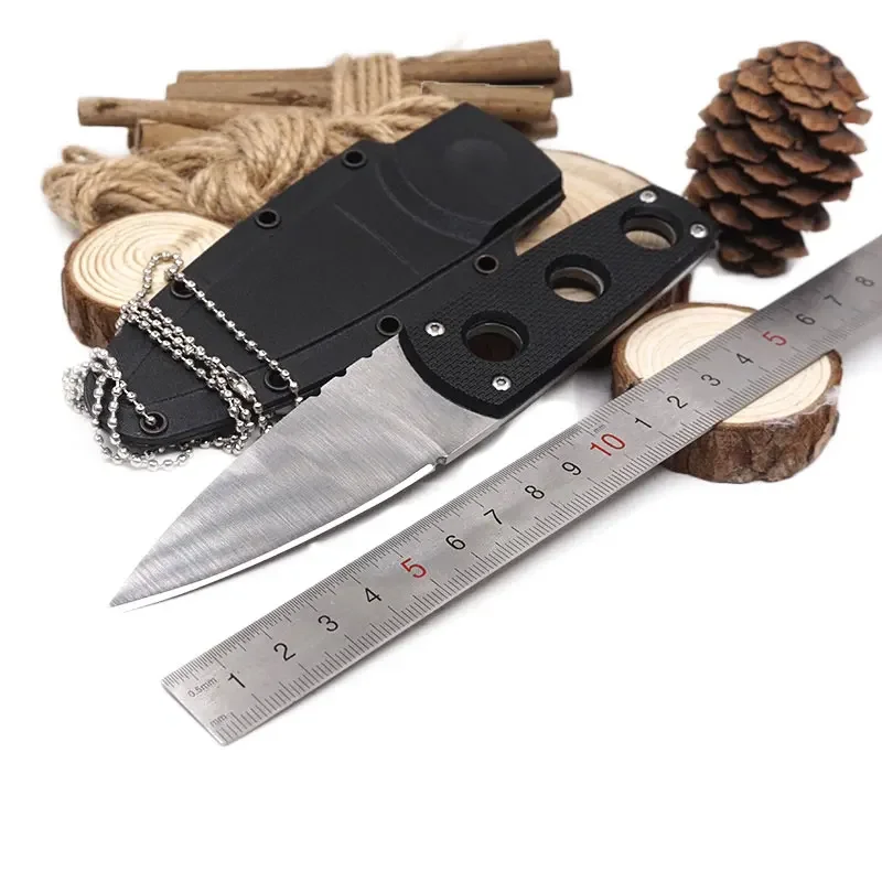 

Fixed Blade Knife with Sheath Necklace Survival Outdoor Hunting Knife 440C Blade G10 Handle Tactical Knives Camping EDC Tools