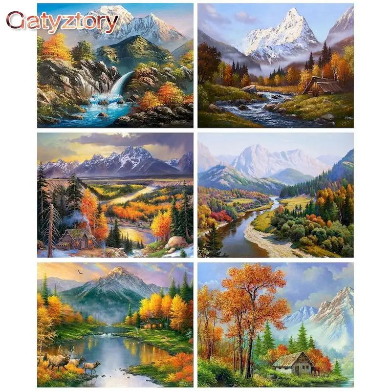 

GATYZTORY Oil Paint By Numbers Kits Forest Scenery Painting By Numbers On Canvas Frameless 60x75cm Draw Painting DIY Home Decor