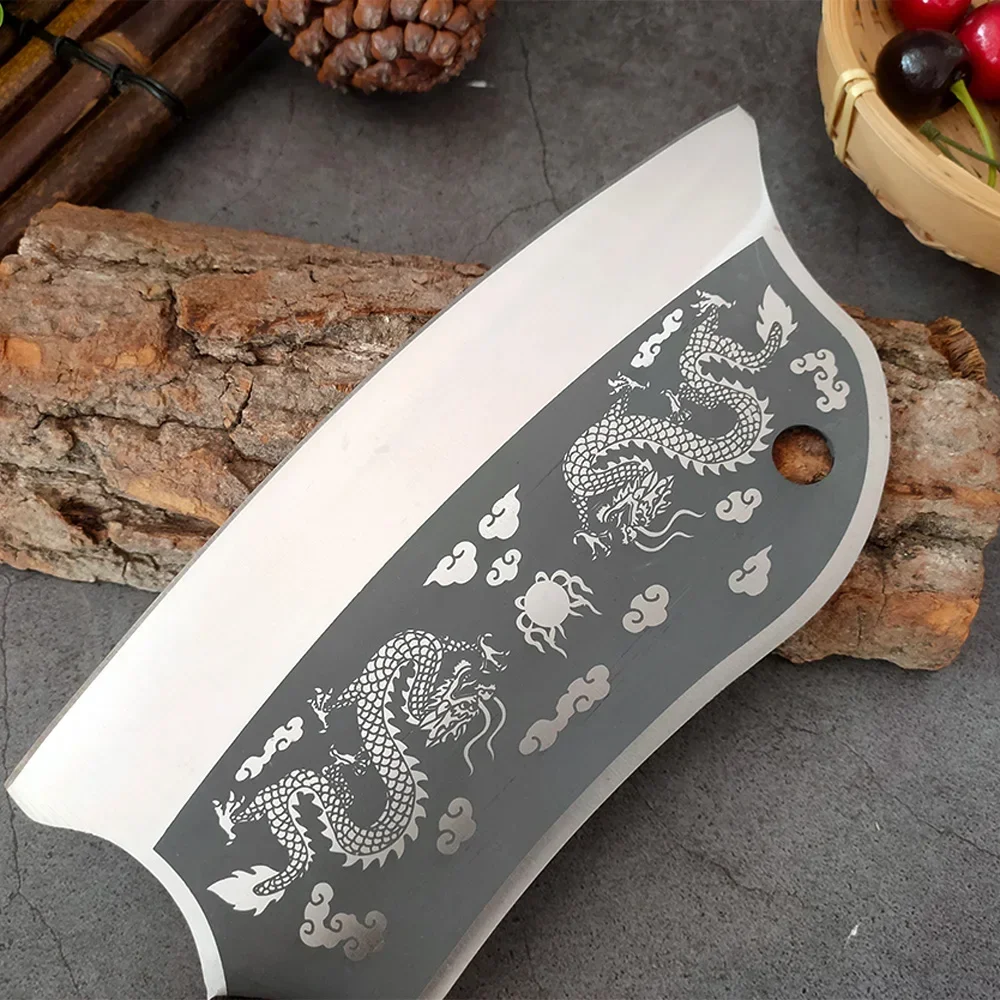 Сверхмощный китайский кухонный нож тесак для мяса мясника деревянная ручка из