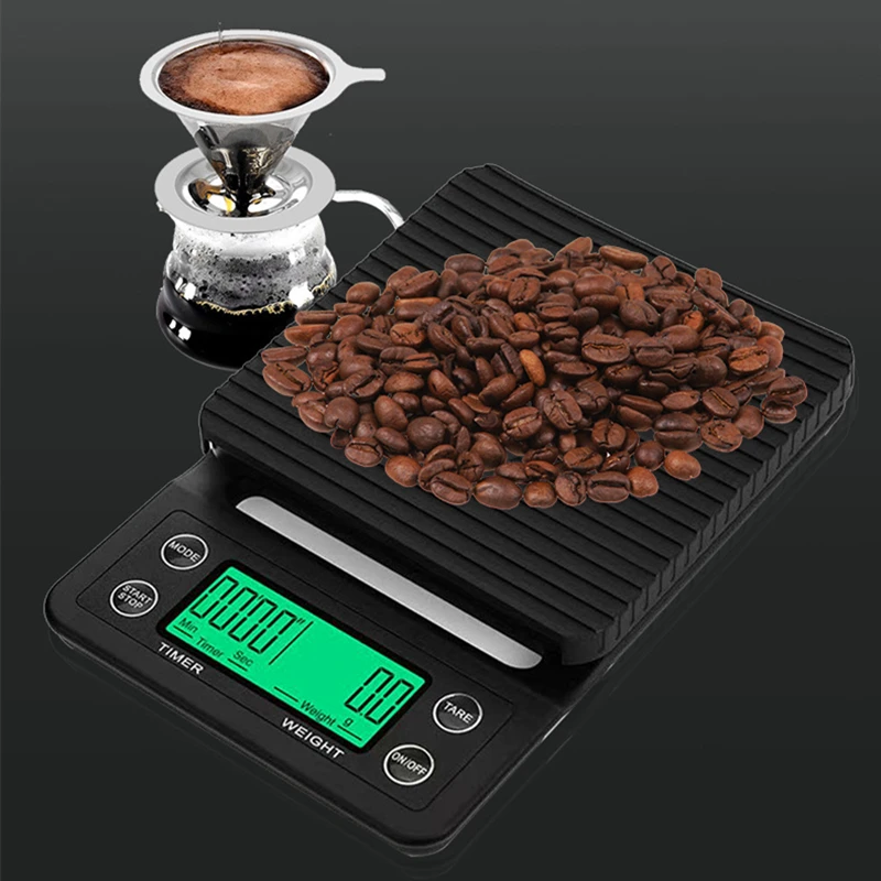 

3kg/5kg 0.1g High Precision Coffee Weighing Drip Coffee Scale with Timer Portable Electronic Digital Kitchen Scales LCD Display