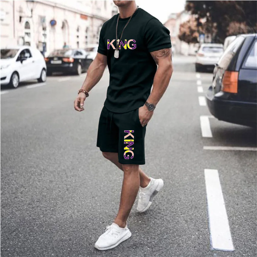 Summer Men's Tracksuit 2 Piece Suit 3D Printed Oversized T-Shirt Fashion Joggers Short Sleeve Casual Sportswear Training Set