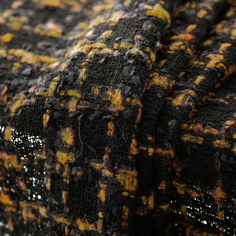 Redraspberry Италия Золотая клетчатая твидовая ткань материал одежды осенняя Женская