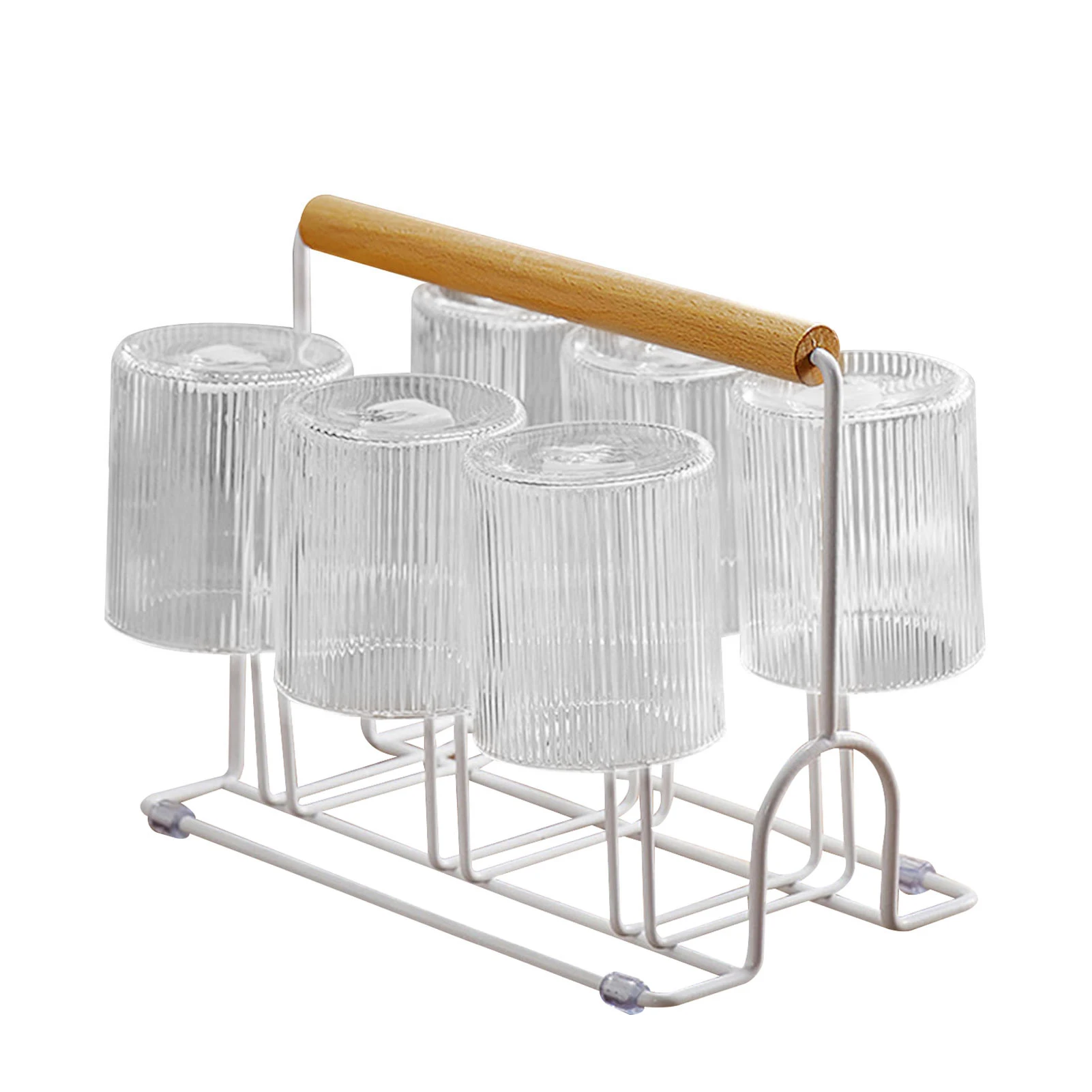 

Wrought Iron Cup Holder Rustproof Bottle Drying Rack Stand With Drain Tray Non-Slip Bottom Coffee Mugs Cups Organizer With 6