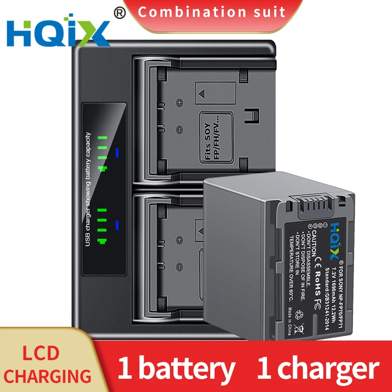

HQIX for Sony DCR-HC65 HC85 HC96 HC32 SR70 SR80 SR100 SR40 SR50 SR60 HC3 30 Camera NP-FP70 Dual Battery Charger