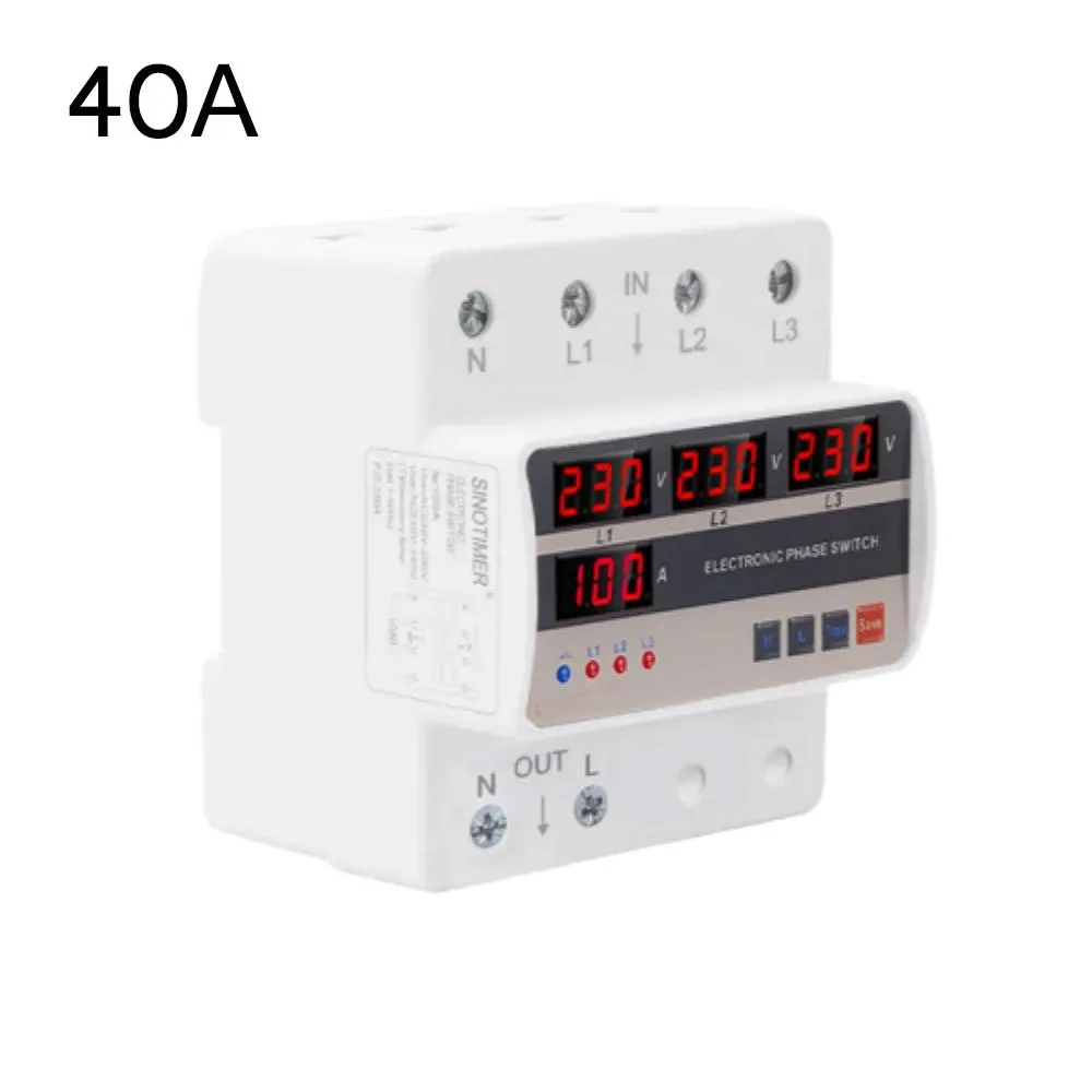 Фото STVP-935S 40A 63A 80A 100A 3-фазный автоматический выключатель-защитник от перенапряжения и пониженного напряжения, защита фаз от прерывания питания №2