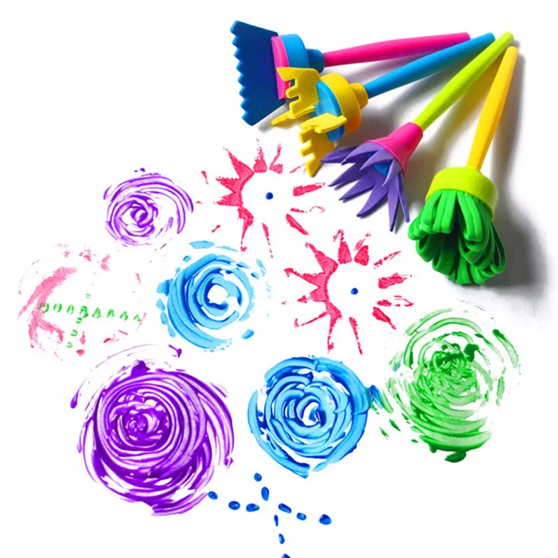 

Детские Инструменты для рисования DIY 4 шт./компл. Рисование игрушек цветок штамп Губка Кисть высокое качество прочная