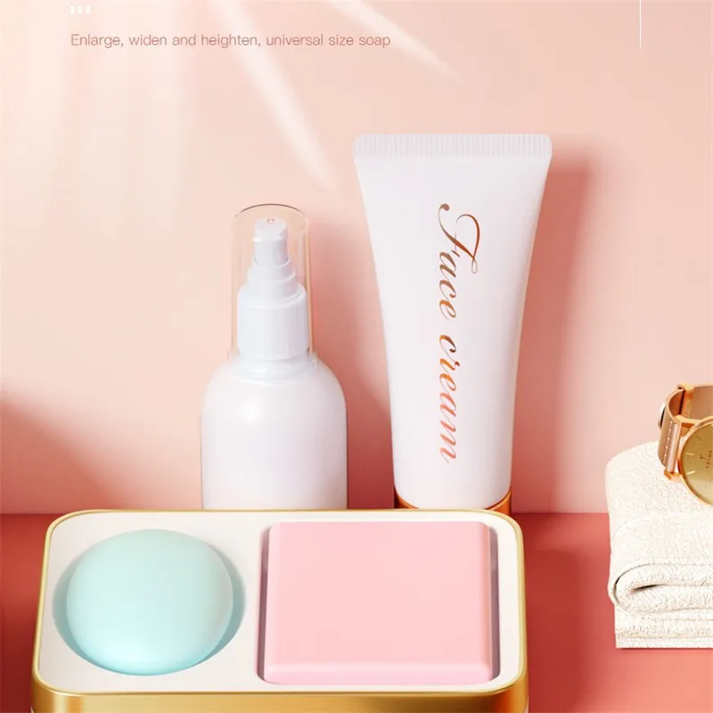 

Nordic Soap Tray 2 Layers Water Drain Tray Kitchen Sponge Holder Soap Base Bathroom Storage Container Organizer Toilet Accessory