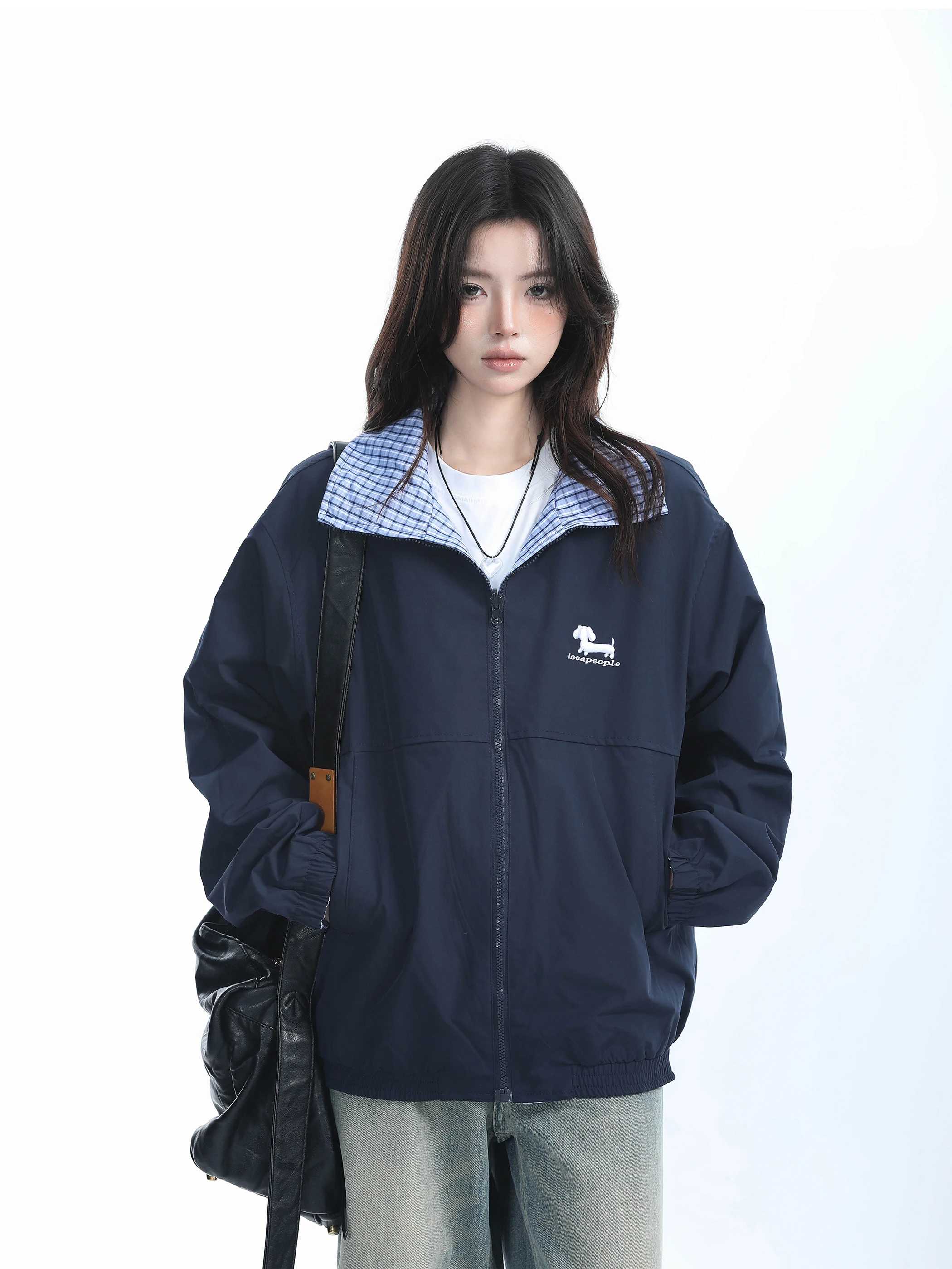 [Сидение на горе] Двусторонняя одежда в клетку Верхняя Женская весенняя