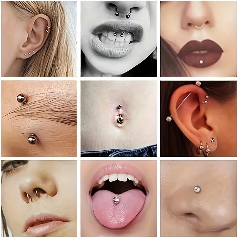 Элегантный простой набор для пирсинга из нержавеющей стали 24 шт. живота носа губ