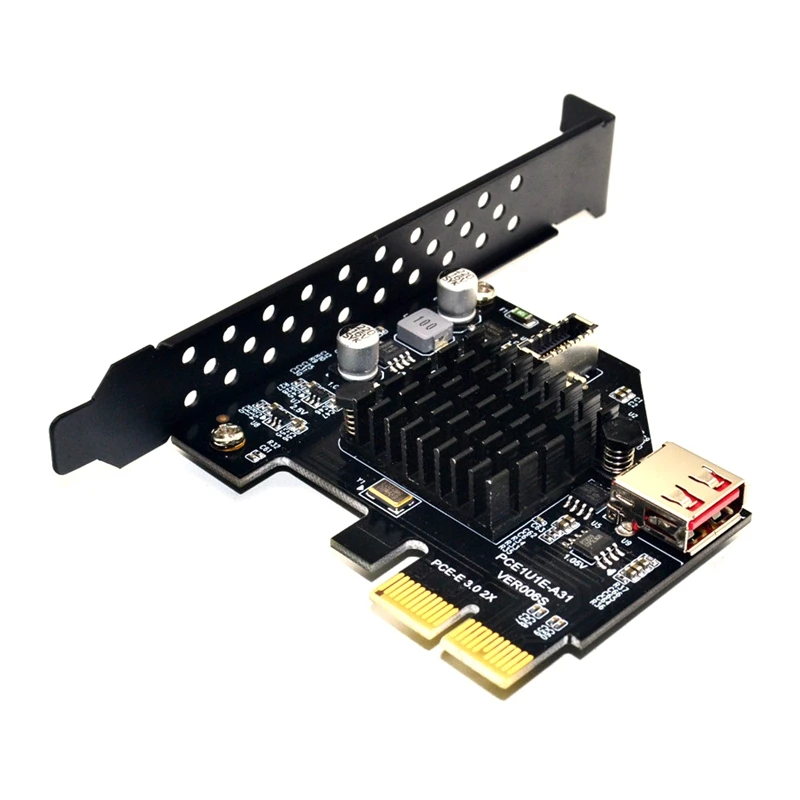 

ASM3142 Chip Riser Card 10Gbps USB3.1 Front Type E 20Pin Expansion Card USB2.0 PCI Express 3.0 X2 Adapter for Desktop PC