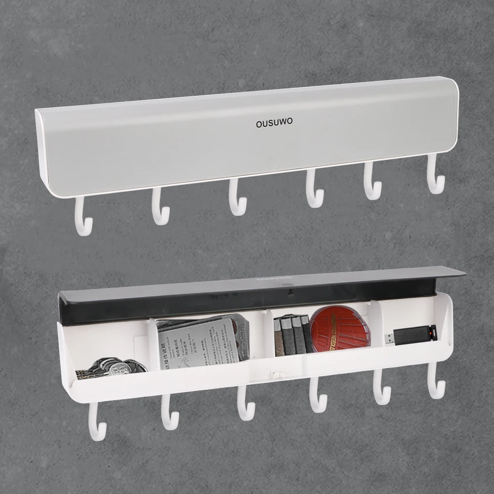 

Shelf Storage Box Bathroom Accessories Wall-Mounted With Hook Punch-Free For Bathroom Door Clothes Key Organizer Storage Rack