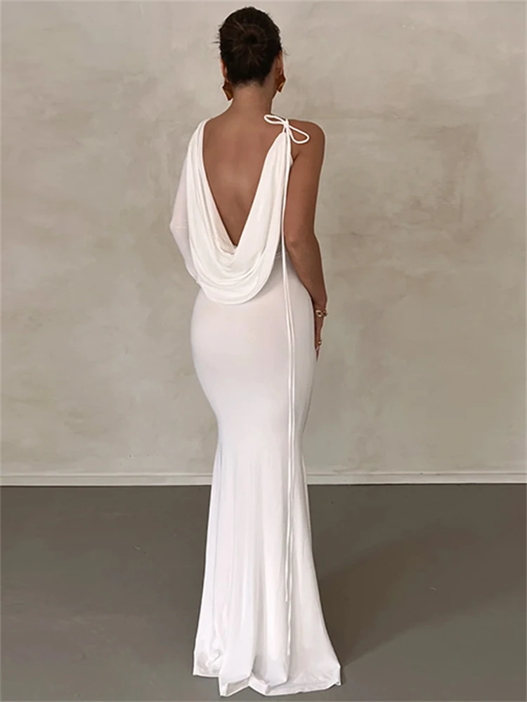

Habbris Fall Sexy Solid Asymmetric Bodycon Maxi Dresses Club Outfit For Women 2022 Black One Sleeve Evening Party Dress Female