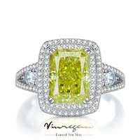 vinregem real 925 sterling silver crushed ice 5ct fancy peridot synthetic moissanite ring for women wedding gift drop shipping