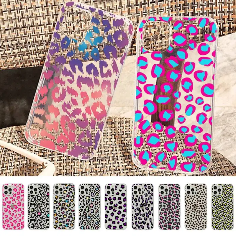 

YNDFCNB Leopard Pattern Phone Case For iPhone 13 14 Pro Max XS XR 12 11 Pro 13 Mini 6 7 8 Plus Soft Clear Back Cover