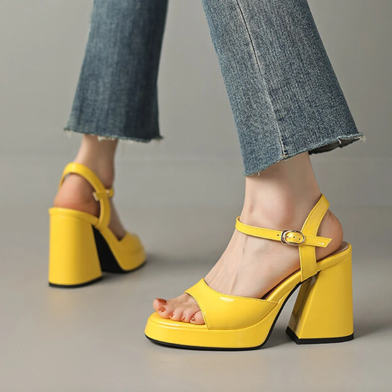 2023 Summer New Shoes Woman Brand Women's Platform Shoes Fashion Comfortable Thick Sole Sandals Square High Heels Big Size 43