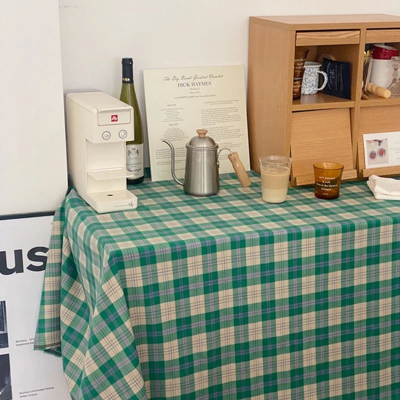 

INS Checkered Rectangular Tablecloth Cafe Restaurant Plaid Table Cloth Picnic Photo Prop Background Cloth Desk Mat Decor 식탁보