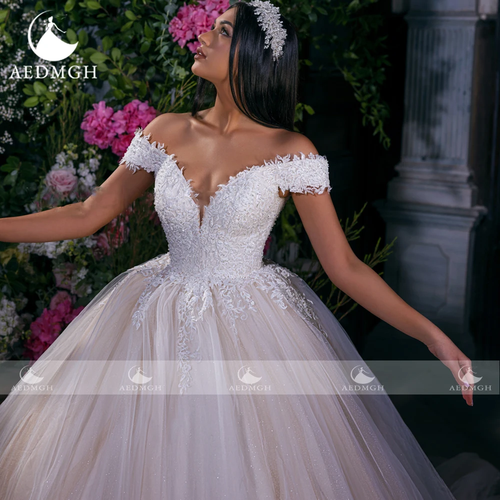 Aedmgh Ball Gown Princess Wedding Dresses Sweetheart Off The Shoulder Vestido De Novia Lace Embroidery Custom Made Bridal