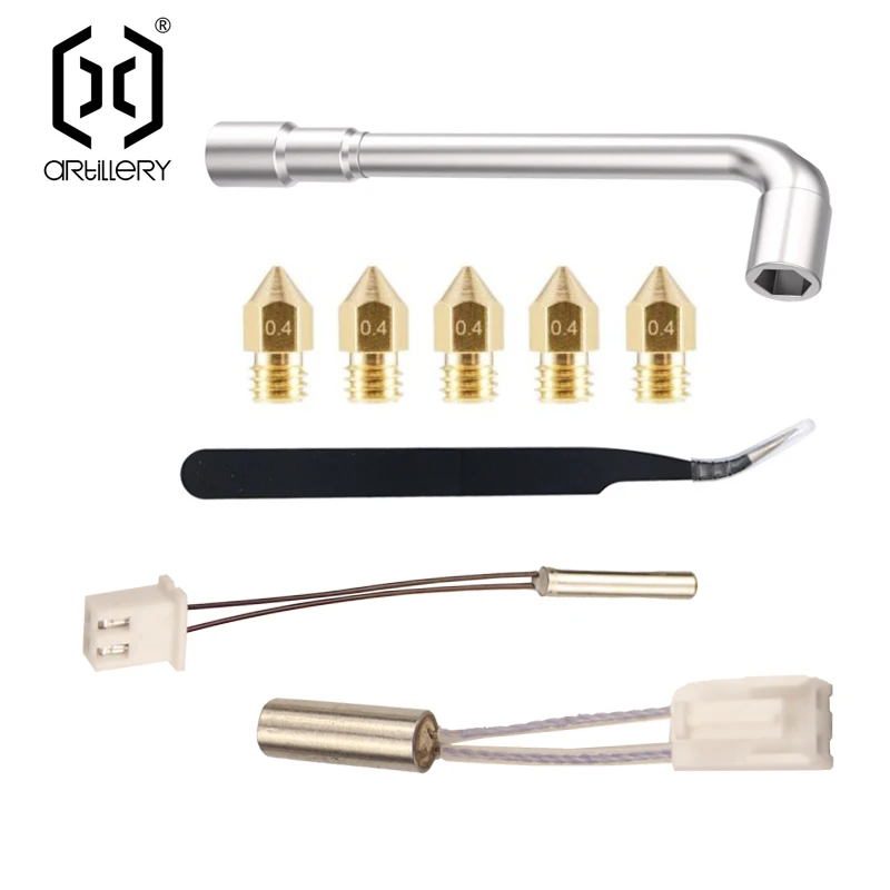 Artilharia Hornet Impressora 3d Peças Latão Bocal Kit Bocal 0.4 mm Peças & Ferramenta de Substituição Soquete Pinças Termistor Haste de Aquecimento