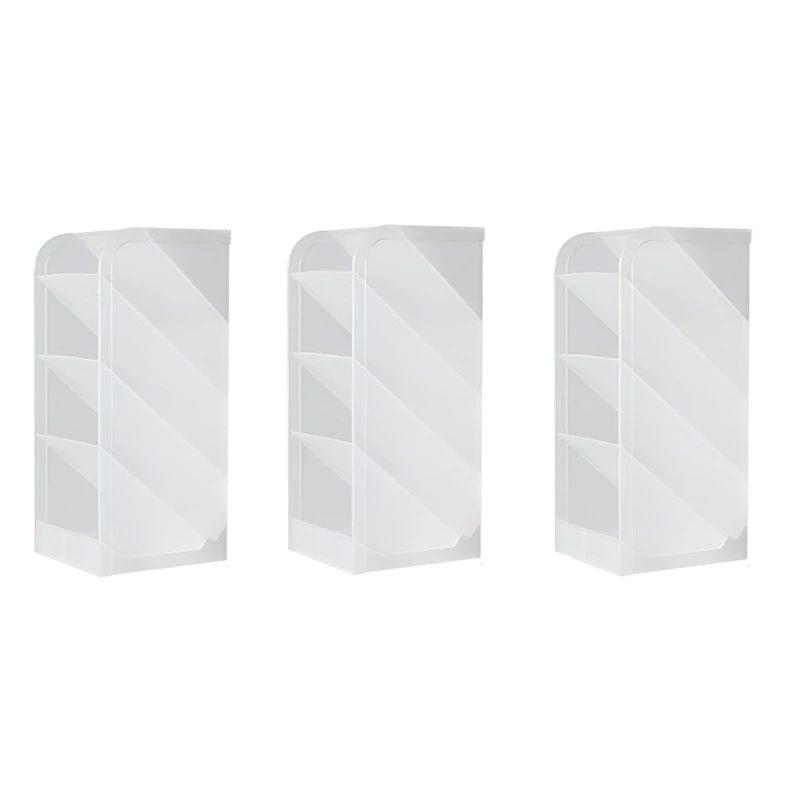 

Desk Manager Pen Storage Rack Multi-Compartment Pen Holder Storage Box Stationery Solid Color Translucent for Office