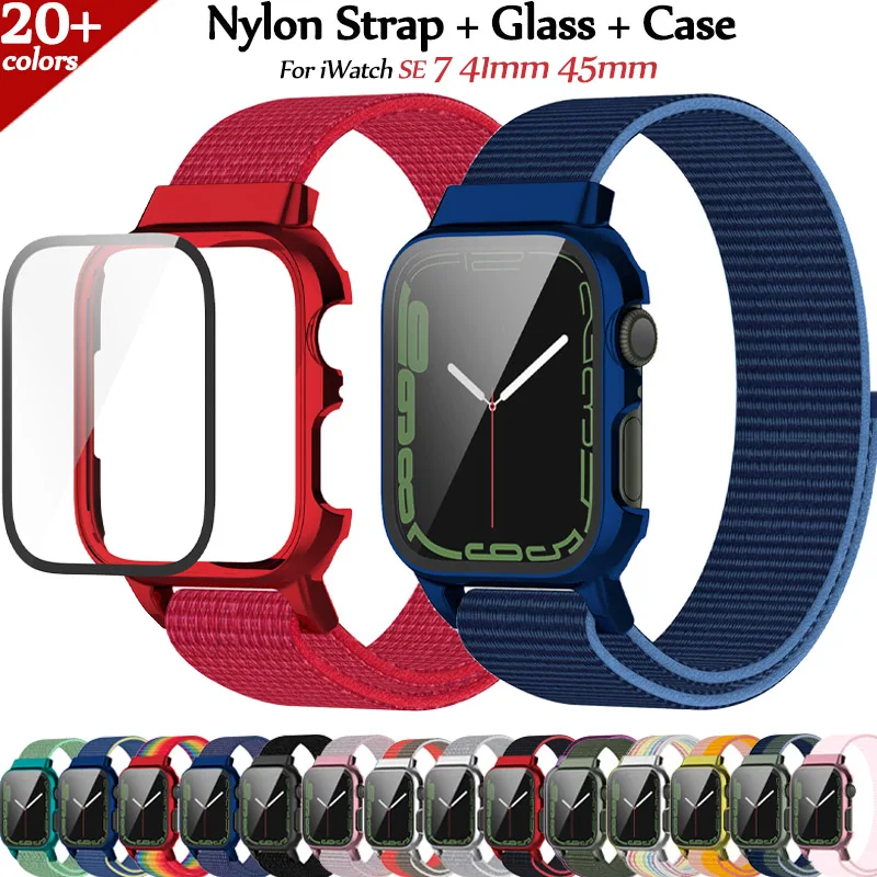 

Nylon Strap For Apple Watch Band 7 41 38 40 42 45mm Soft Loop Bracelet For iWatch SE 6 5 4 Protector Cover Wristband Accessories