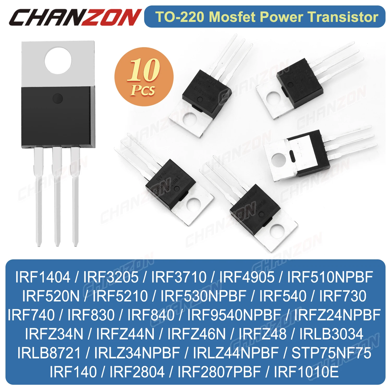 

TO-220 Fet Irf3205 Irfz44N Irf740 Irf520N Irf540 Irf4905 Irf840 Irlb8721 Irf1404 Irlb3034 Irf510 Irf1404 Power Mosfet Transistor