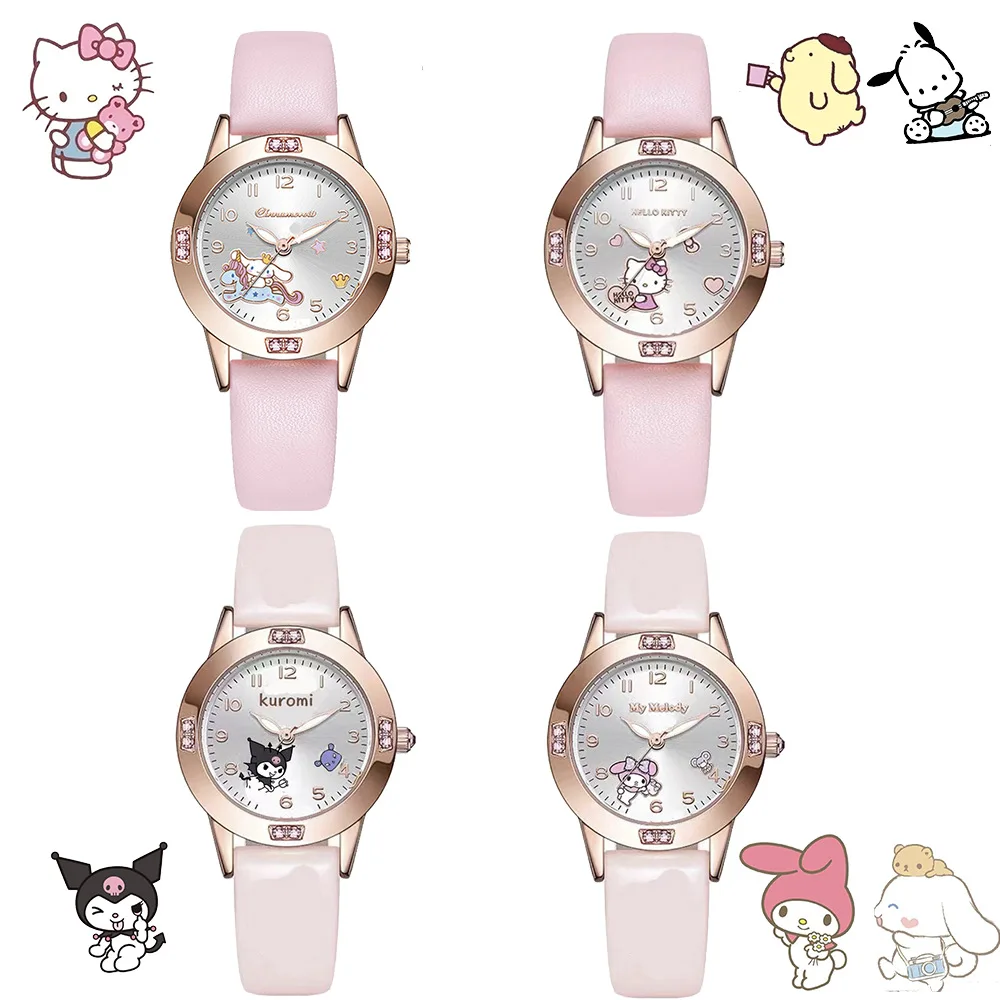 Часы Детские Мультяшные с большими ушками Hello Kitty Sanrio Kuromi Stitch