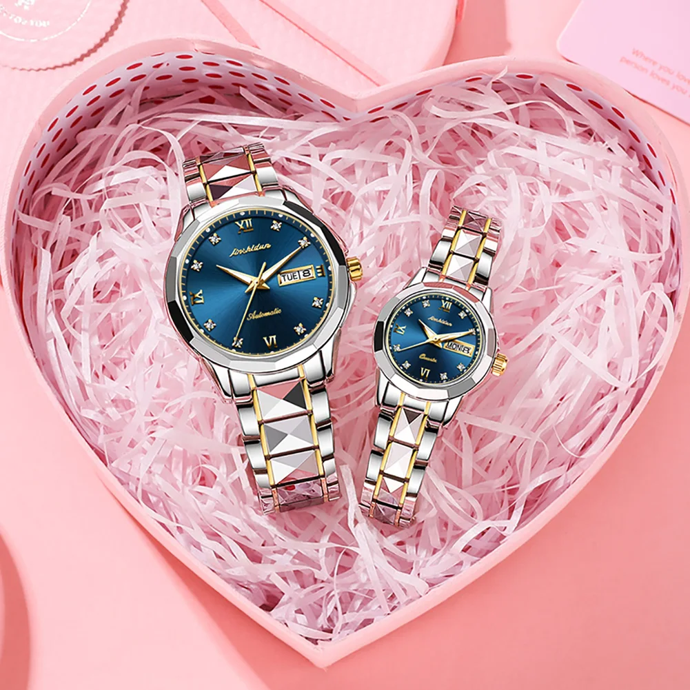 TAXAU Luxury Automatic Couple Watches Men and Women Mechanical Wristwatch Waterproof Sapphire Crystal Clock Lover Gift Set