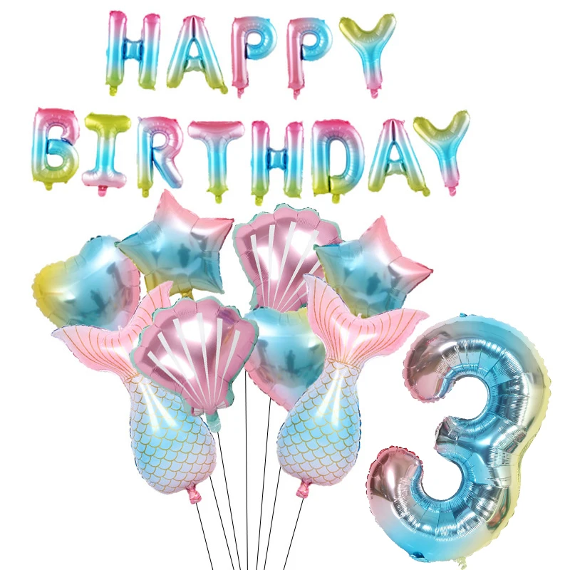 

Mermaid Birthday Party Decoration Balloons Numbers 1 2 3 4 5 6 7 8 9th Birthday Decoration Gradient Number Balloons Baby Shower