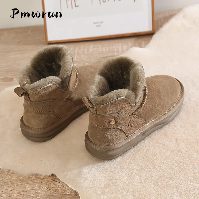 Kid Winter Warm Flat Padded Thickened Snow Boots Children Waterproof Fashion Short Cotton Shoes Woman Casual Daily Ankle Boots