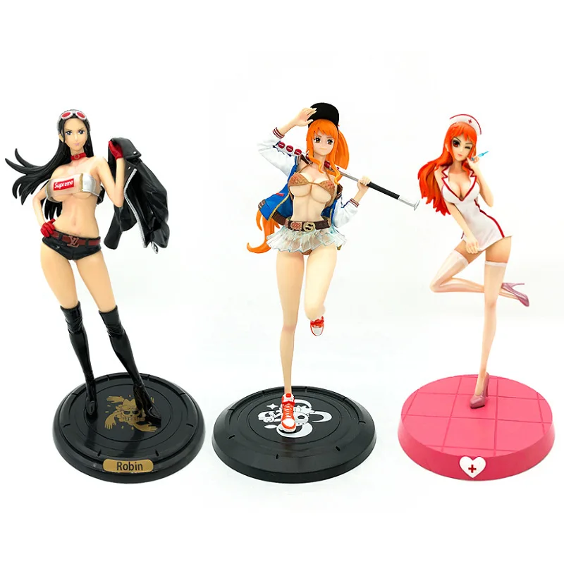 

30CM One Piece sexy take off beauty tide brand female emperor Robin baseball nurse Nami model Figurine Collectible Model Toys