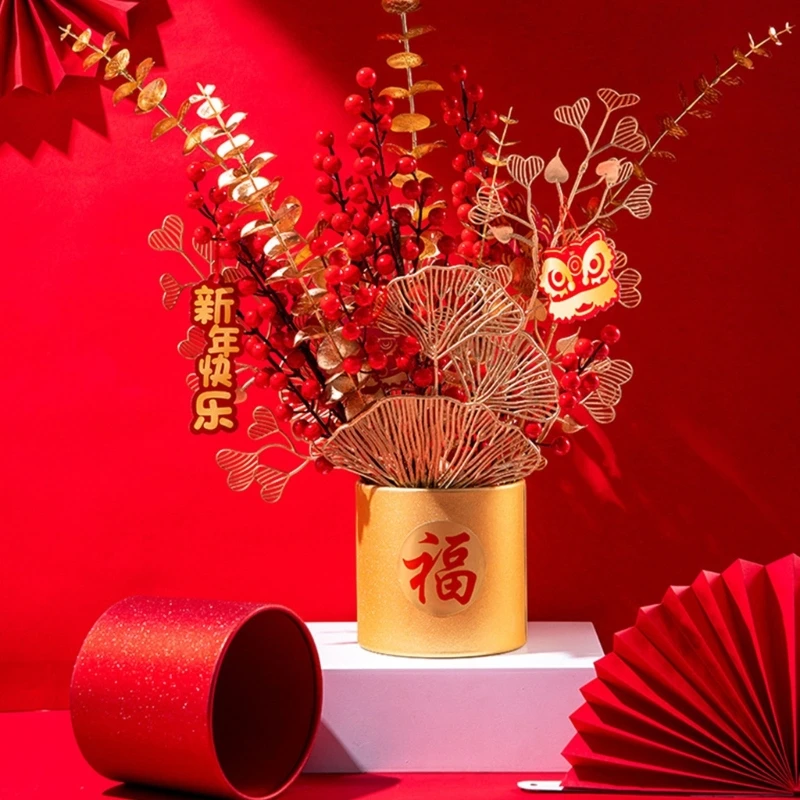 Китайские фигурки фу Цветочная коробка красный круглый цветочный контейнер для