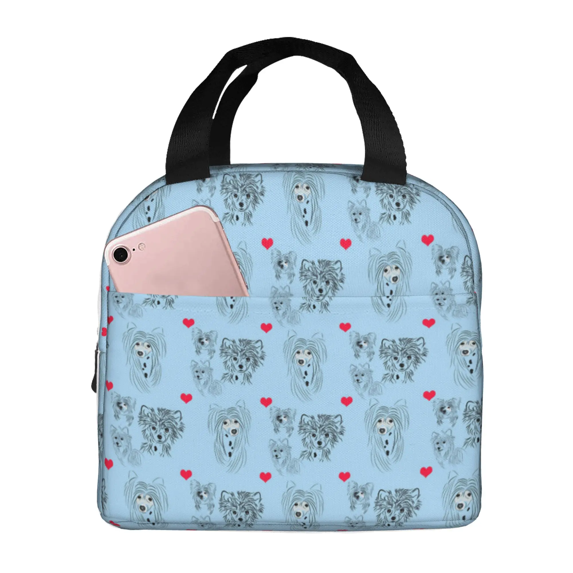 

Синий китайский Ланч-бокс с хохлатым покрытием для женщин, Большой Многоразовый изолированный Ланч-бокс для работы, складной тоут для взрослых для офиса