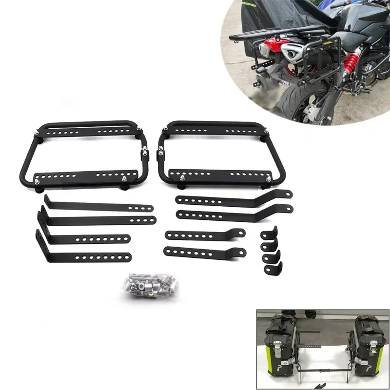 

2024, прочный универсальный переносной багажник для мотоцикла, боковые задние багажные коробки, чехлы, монтажные стойки, кронштейны для багажа, мотобокс