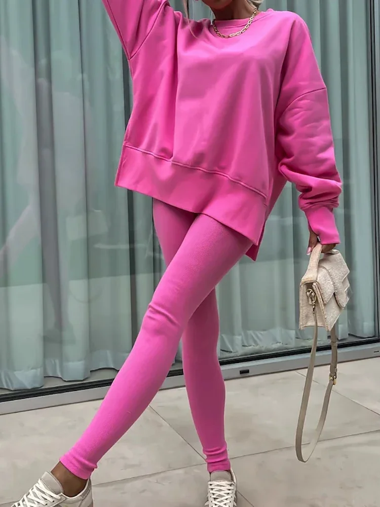 Простой комплект для отдыха с круглым вырезом женские комплекты осенне-Зимних