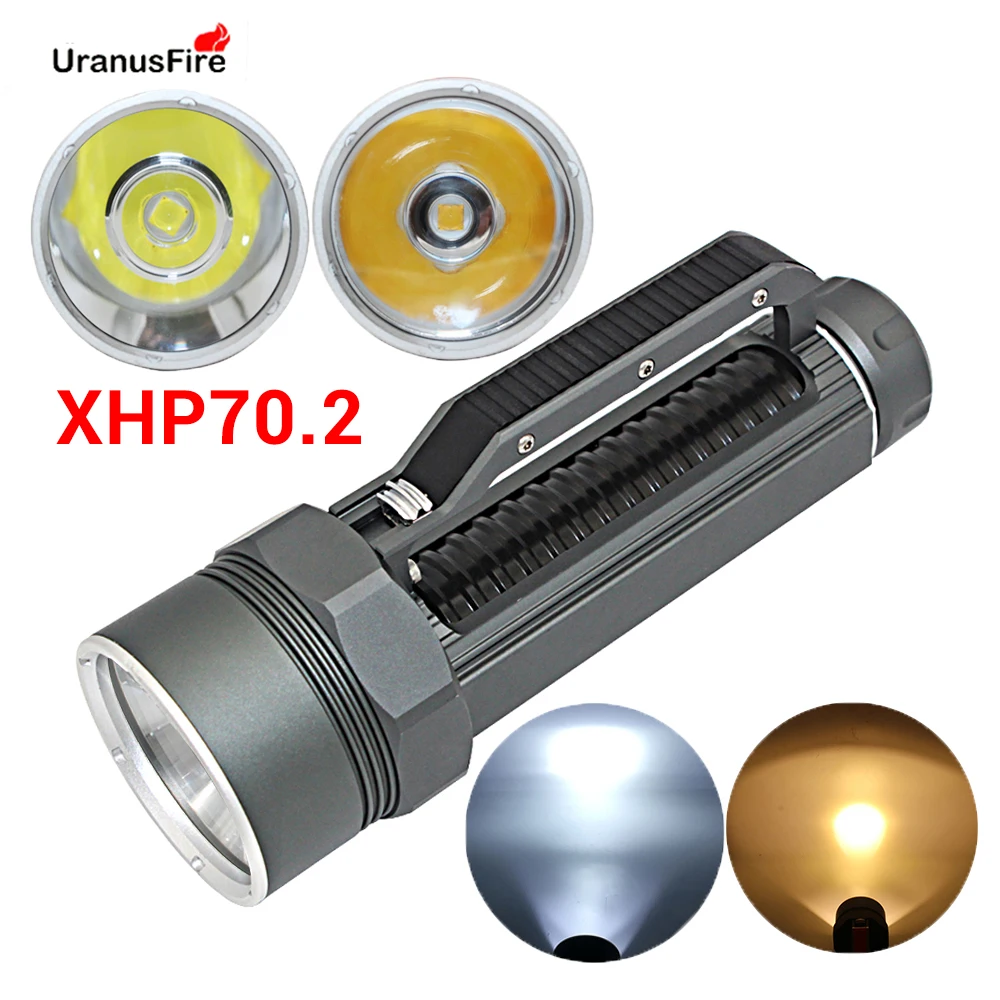 

XHP70.2 Portable LED Diving Flashlight Underwater 100M Waterproof Tactical Torch 32650 26650 Spearfishing XHP70 Dive Lamp Light