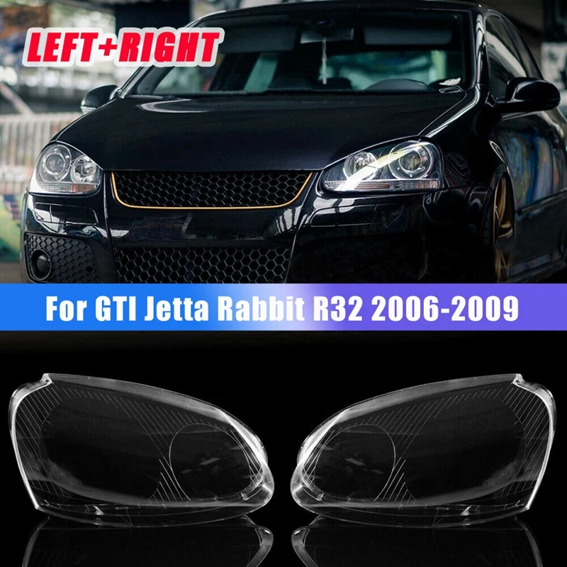 

1 Pair Left+Right For MK5 Jetta Rabbit R32 2005-2010 Car Headlight Lens Cover Head Light Lampshade Front Light Shell